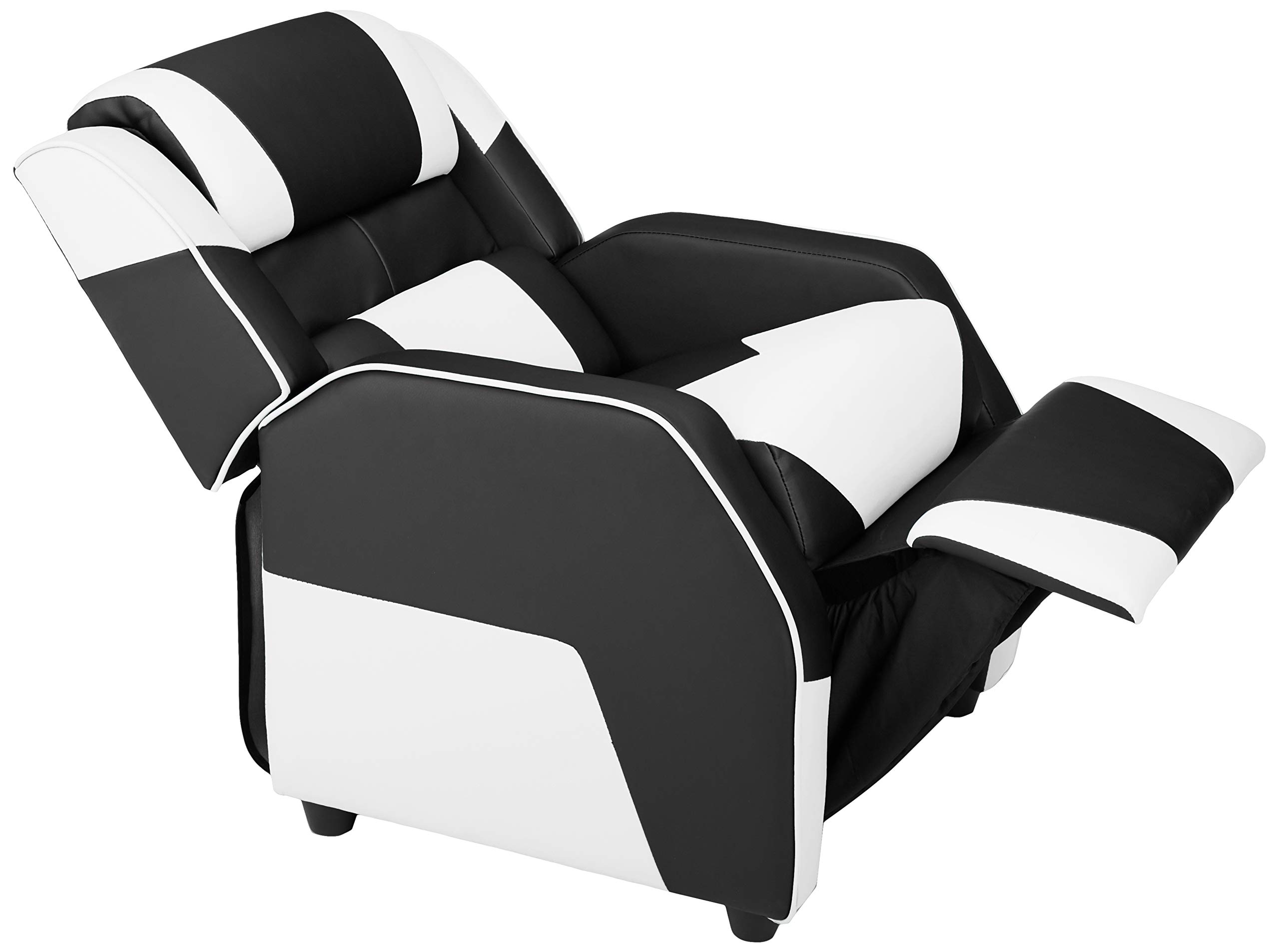 Amazon Basics Kids/Youth Gaming Recliner with Headrest and Back Pillow, 3+ Age Group, Black/White