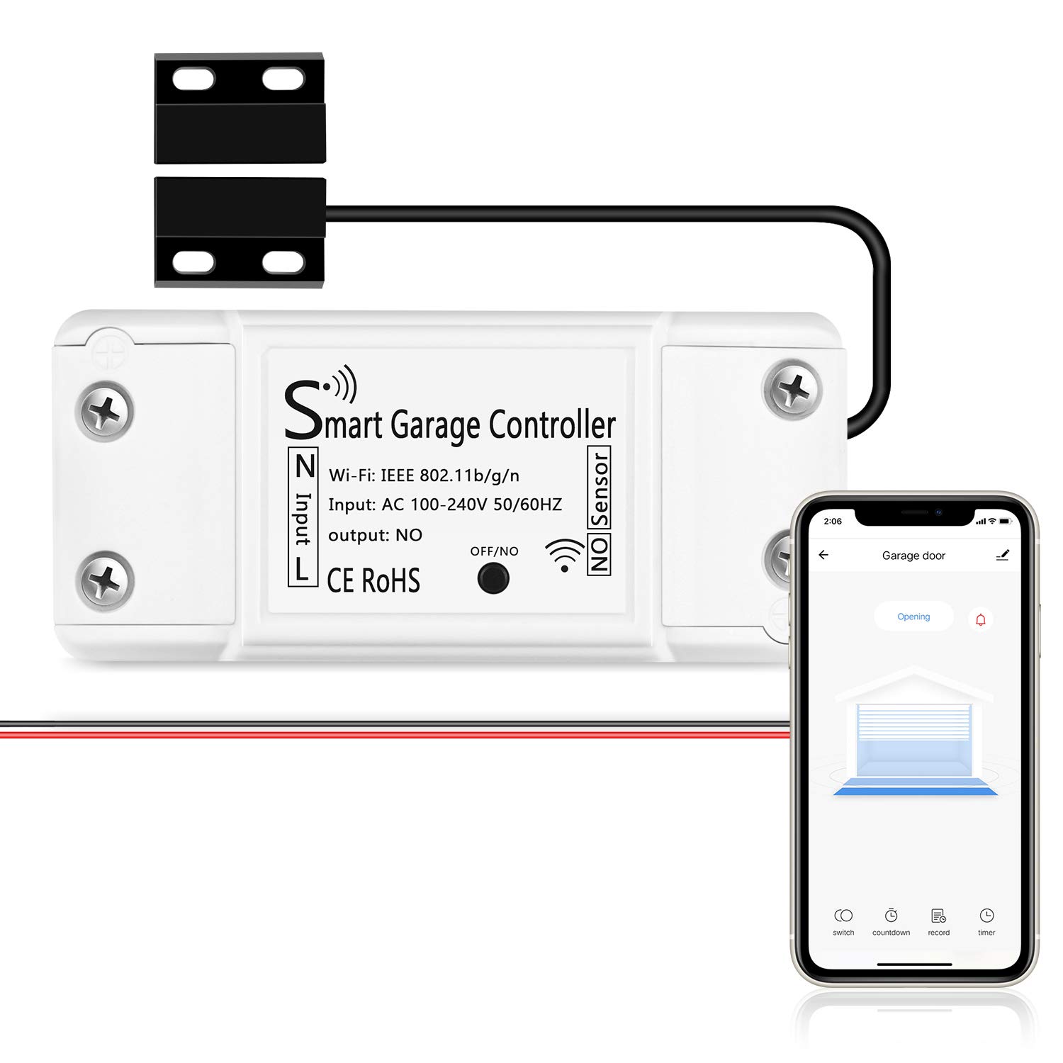 AGSHOME Smart Wi-Fi Garage Door Opener Remote, APP Control, Compatible with Alexa, Google Assistant, No Hub Needed with Smartphone Control