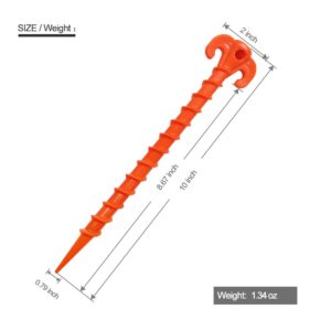 Beach Tent Stakes Canopy Anchors Canopy Stakes Heavy Duty Screw Shape 10 inch - 8 Pack Orange