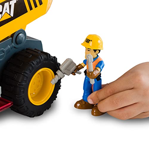 CAT Construction Toys, Power Action Crew 12" Dump Truck with Action Figure, Lights and Sounds, Ages 3 and Up