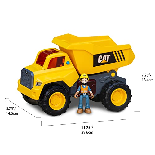 CAT Construction Toys, Power Action Crew 12" Dump Truck with Action Figure, Lights and Sounds, Ages 3 and Up