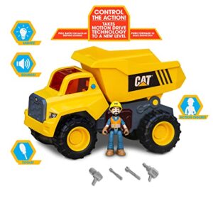 CAT Construction Toys, Power Action Crew 12" Dump Truck with Action Figure, Lights and Sounds, Ages 3 and Up