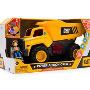 CAT Construction Toys, Power Action Crew 12" Dump Truck with Action Figure, Lights and Sounds, Ages 3 and Up