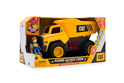 CAT Construction Toys, Power Action Crew 12" Dump Truck with Action Figure, Lights and Sounds, Ages 3 and Up