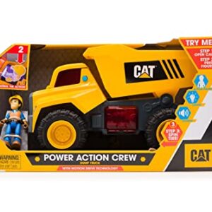 CAT Construction Toys, Power Action Crew 12" Dump Truck with Action Figure, Lights and Sounds, Ages 3 and Up