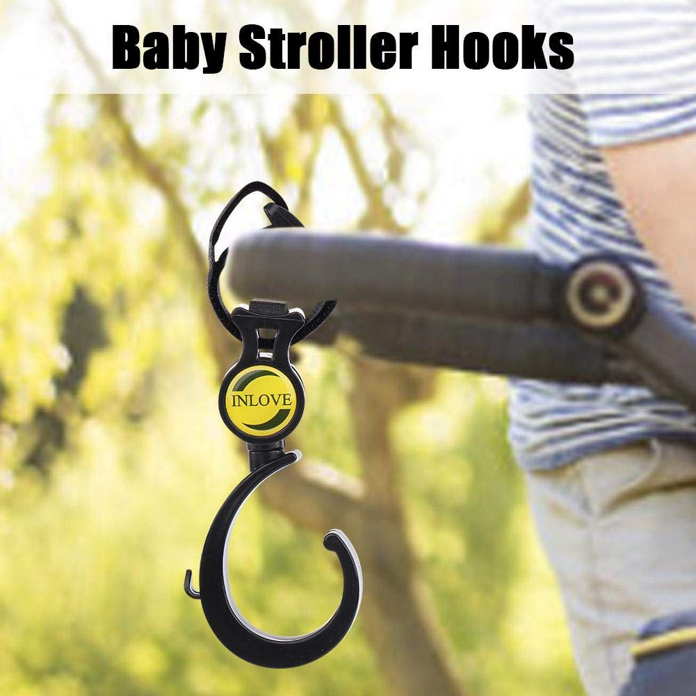 Baby Stroller Hooks, 2 PCS 360°Multi Purpose Hanger Suspension Bag Clip Organizer Accessories for Baby Travel Walking Shopping