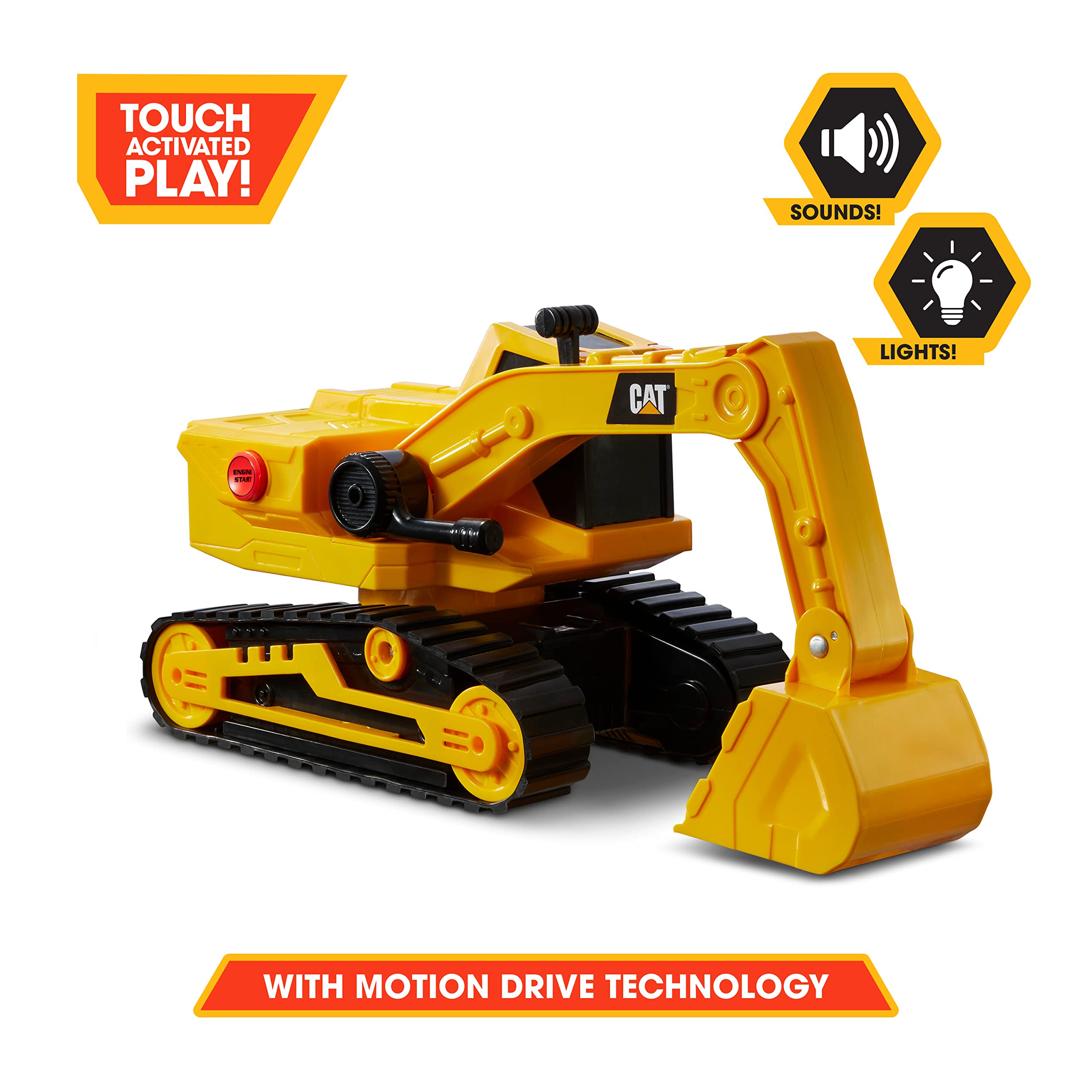 CAT Construction Toys, 11.5" Power Haulers Excavator, Realistic Lights & Sounds, Motion Drive Technology, Working Features, and Interactive Play for Ages 3+