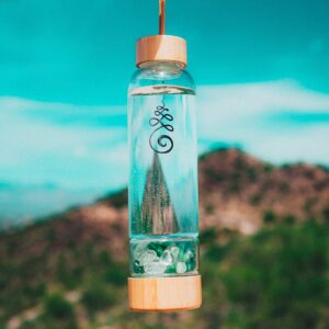 Bodhi Elixir Crystal Water Bottle - Crystal Healing Water Bottle, Quartz Crystal Water Bottle, Includes Gemstones and Protective Neoprene Sleeve