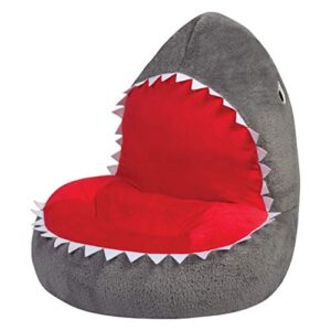 trend lab shark toddler chair plush character kids chair comfy furniture pillow chair for boys and girls, 21 x 19 x 19 inches