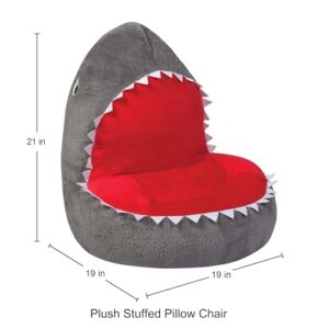 Trend Lab Shark Toddler Chair Plush Character Kids Chair Comfy Furniture Pillow Chair for Boys and Girls, 21 x 19 x 19 inches