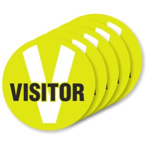 smartsign "visitor" pack of 5 hard hat labels | retro-reflective, 2" circle