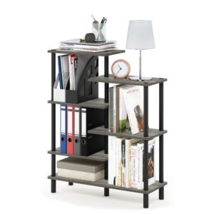 Furinno Turn-N-Tube 6-Tier Accent Display Rack, French Oak Grey/Black