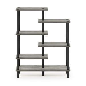 Furinno Turn-N-Tube 6-Tier Accent Display Rack, French Oak Grey/Black