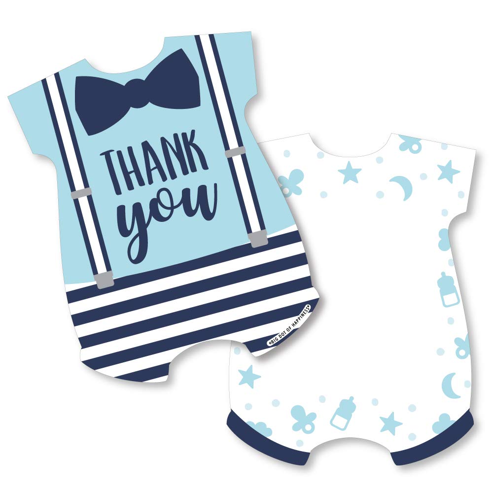 Big Dot of Happiness It's a Boy - Shaped - Blue Baby Shower Thank You Note Cards with Envelopes - Set of 12