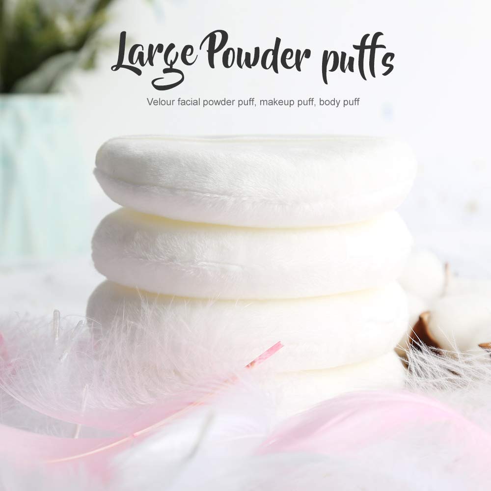 Teenitor 4.13 Inch Powder Puff, Body Powder Puff Ultra Soft Washable Large Round Velour Powder Puff Loose Powder Puff, 4 Pcs Powder Puff for Body Powder