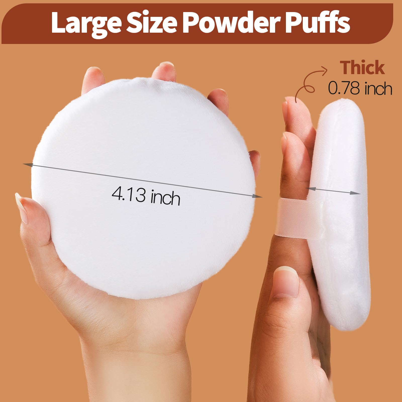 Teenitor 4.13 Inch Powder Puff, Body Powder Puff Ultra Soft Washable Large Round Velour Powder Puff Loose Powder Puff, 4 Pcs Powder Puff for Body Powder