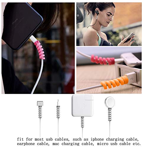 36 PCS Cable Protectors for iPhone iPad Charger End Cord Savers with 2 Desk Cable Clips, VIWIEU Spiral USB Wire Protector for Headphone MacBook Laptop Earphone Cell Phone Cute Cable Wrap Accessories