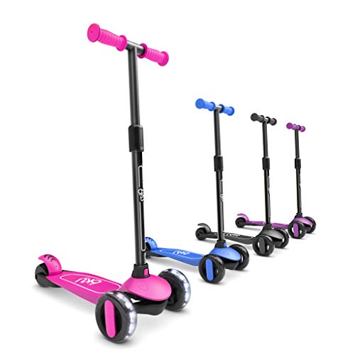 6KU Scooters for Kids 3-5 Year Old with Flash Wheels, Toddler Scooter 4 Adjustable Height, Extra-Wide PU LED Wheels, 3 Wheel Scooters for Girls & Boys (Pink)