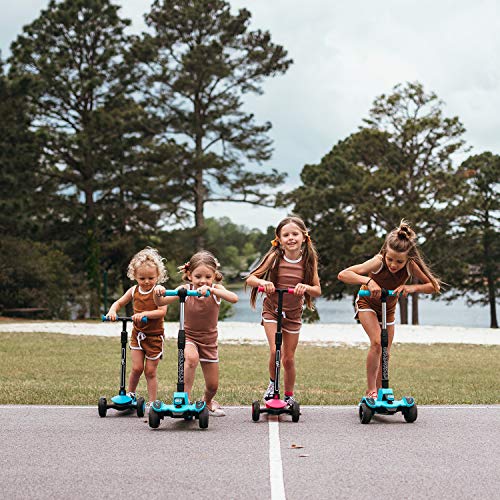 6KU Scooters for Kids 3-5 Year Old with Flash Wheels, Toddler Scooter 4 Adjustable Height, Extra-Wide PU LED Wheels, 3 Wheel Scooters for Girls & Boys (Pink)