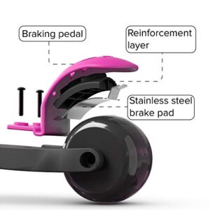 6KU Scooters for Kids 3-5 Year Old with Flash Wheels, Toddler Scooter 4 Adjustable Height, Extra-Wide PU LED Wheels, 3 Wheel Scooters for Girls & Boys (Pink)