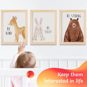 Set of 6 Baby Animal Nursery Wall Art Prints - Cute & Inspirational Decor for Baby Girls & Boys, Kids Room, Playroom, Nursery - High-Quality Unframed 8x10 Inch Posters - Woodland Animal Nursery Decor