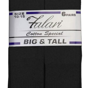 6 Pairs Men's Athletic Tube Socks Over the Calf - Big & Tall (10-15 Big & Tall, 6-pairs Black)