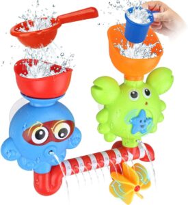 goodlogo bath toys bathtub toys for 1 2 3 4 year old kids toddlers bath wall toy waterfall fill spin and flow non toxic birthday gift ideas color box (multicolor)