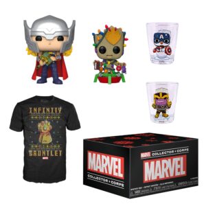 funko marvel collector corps subscription box, marvel holiday theme, november 2019, large t-shirt