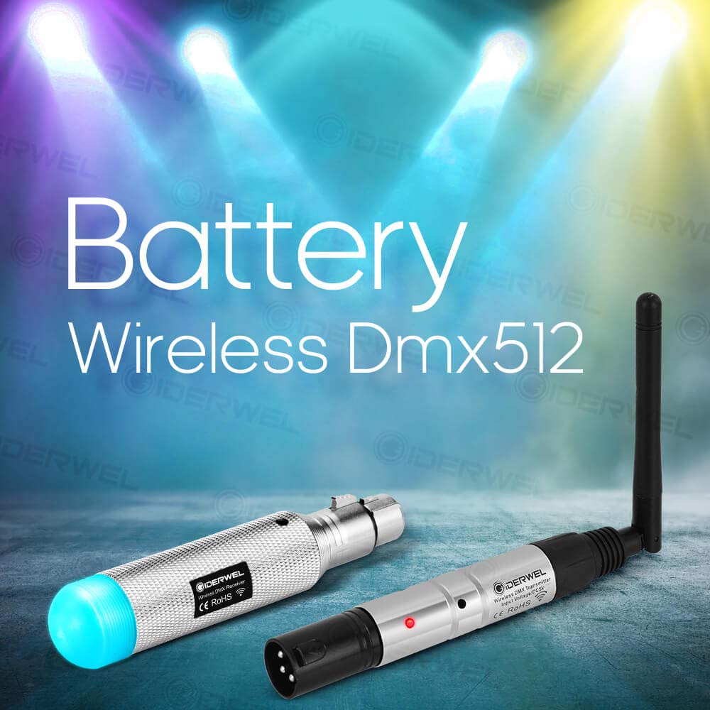 GIDERWEL 2pcs DMX512 DMX Dfi DJ 2.4G Wireless Receiver Transmitter 1 Rechargeable Built-in Battery Receiver and 1 Transmitter Lighting Controller for Stage Light Party Light