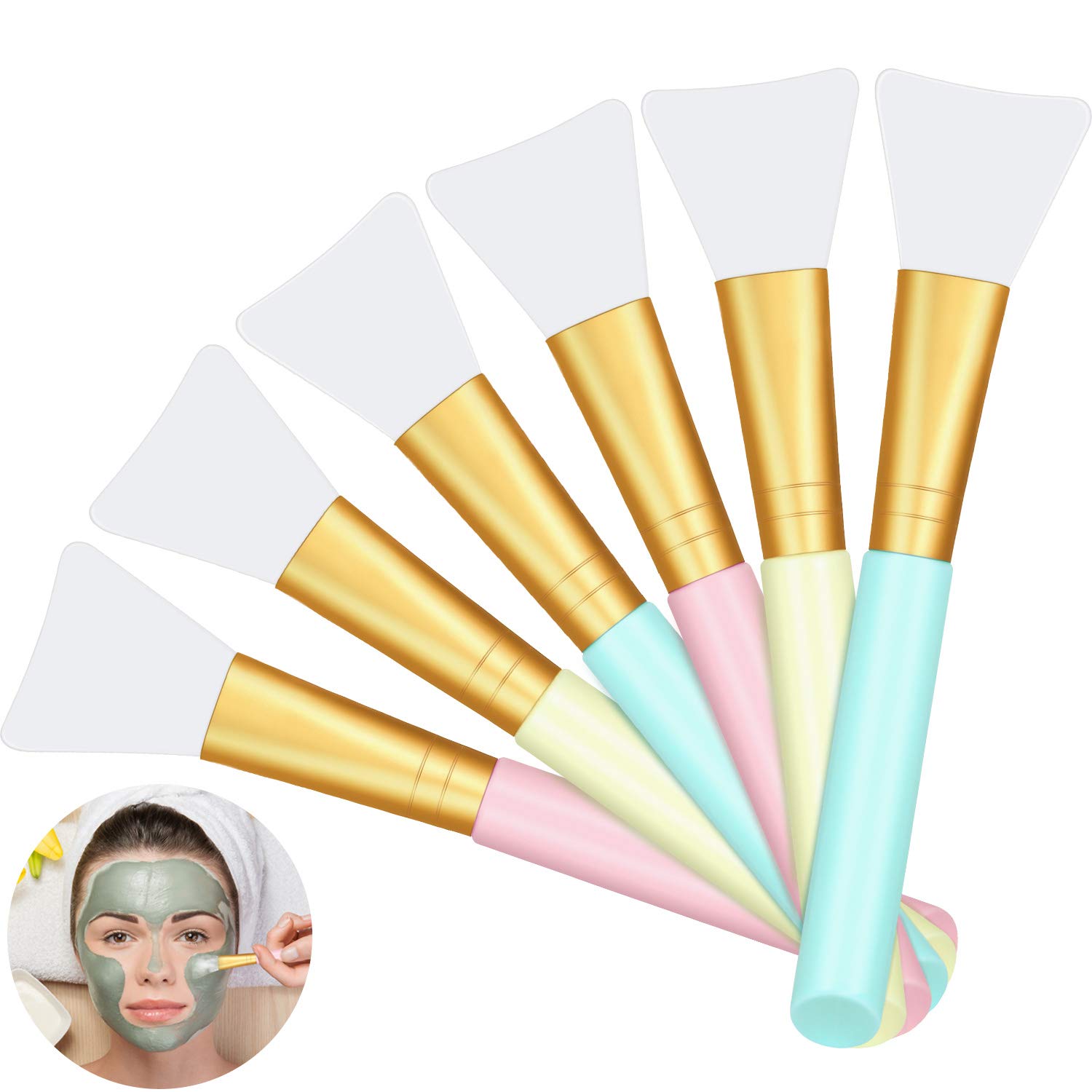 12 Pieces Silicone Face Mask Brushes, Soft Silicone Facial Mud Mask Applicator Brush for Sleeping Mask, Mud Mask, Hairless Body Lotion and Body Butter Beauty Tools