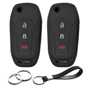 infipar 2pcs compatible with ford maverick f-150 f-250 f-350 f-450 f-550 super duty lightning ranger bronco expedition escape explorer fusion ecosport f-650 f-750 key fob cover case key chain