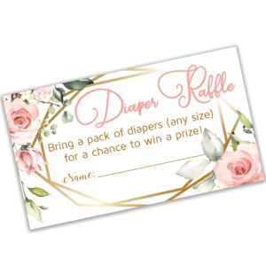 pink floral baby girl - baby shower floral diaper raffle tickets (50 count) | girl baby shower game | pink flowers diaper raffle tickets for baby shower | fun baby shower activities