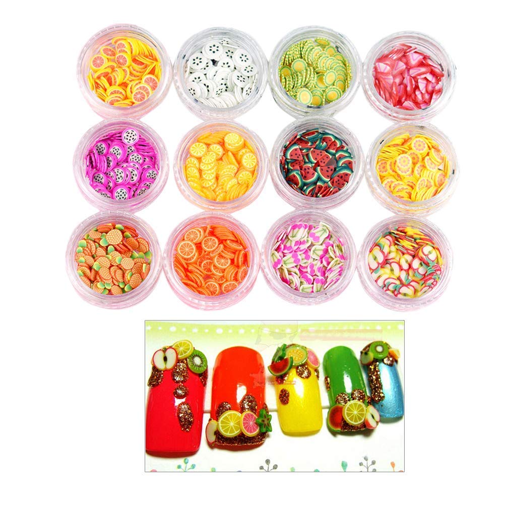 BinaryABC 3D Fruit Slices Nail Art Decorations Supplies Slime Slices(Fruit Style Random)