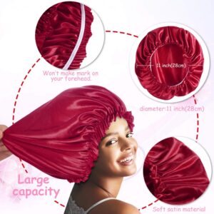 4PCS Bonnet Satin Bonnet Silk Bonnet for Sleeping, Bonnets for Black Women Hair Bonnet for Sleeping, Silk Sleep Cap Bonnet for Curly Hair, B