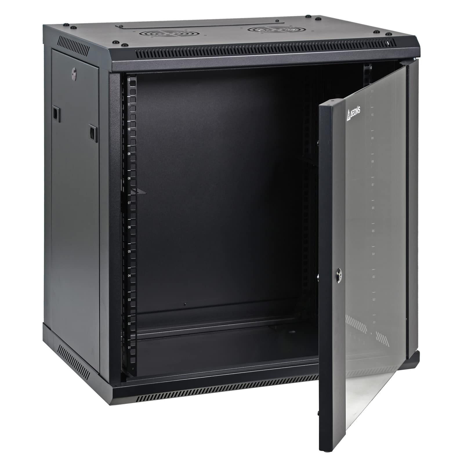 AEONS 12U Professional Wall Mount Network Server Cabinet Enclosure 19-Inch Server Network Rack 16-Inches Deep Black