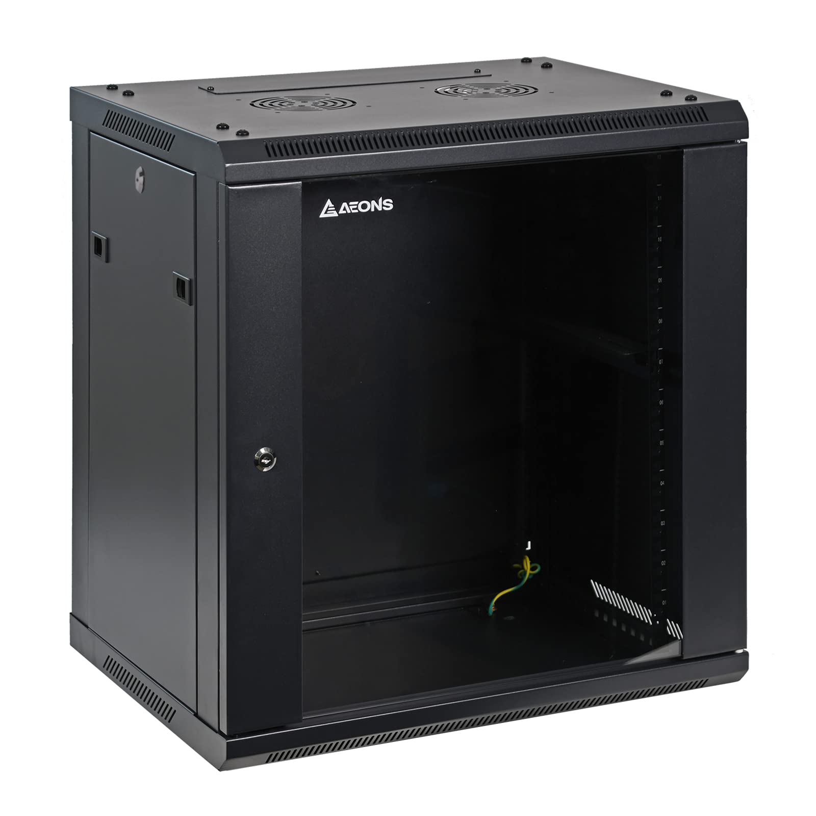 AEONS 12U Professional Wall Mount Network Server Cabinet Enclosure 19-Inch Server Network Rack 16-Inches Deep Black