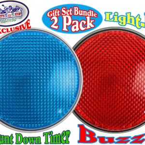 Matty's Toy Stop Lights & Sounds Electronic 3 Mode Red & Blue Game Answer Buzzer and Count Down Timer Gift Set Bundle (Perfect for Games, Classrooms, etc.) - 2 Pack