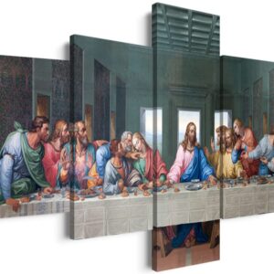 YOUHONG 5 Piece Christian Wall Decor Last Supper Wall Decor Leonardo Da Vinci Wall Art Jesus Pictures for Wall Religious Wall Decor for Dining Room Decor Ready to Hang (50''W x 24''H)