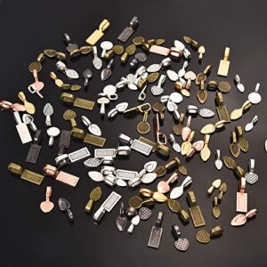 OBSEDE 120Pcs Glue on Bails for Pendants Jewelry Making Necklace Earring Bail Scrabble Making Supplies Glass Cabochon Tiles Pendant