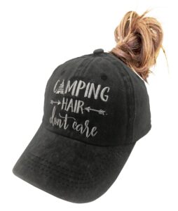 hhnlb unisex camping hair don t care 1 vintage jeans baseball cap classic cotton dad hat adjustable plain cap