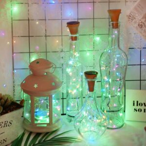 Upgraded 8 Pack Solar Wine Bottle Lights, 20LED Silver Wire Cork Lights Waterproof Fairy Lights for Liquor Bottles Crafts Party Wedding Halloween Christmas Decor(4 Colors)