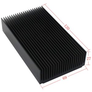 tatoko black aluminum heatsink, aluminium heat diffusion cooling fin 120 x 69 x 27mm/ 4.72"(l) x 2.72"(w) x 1.06"(h)