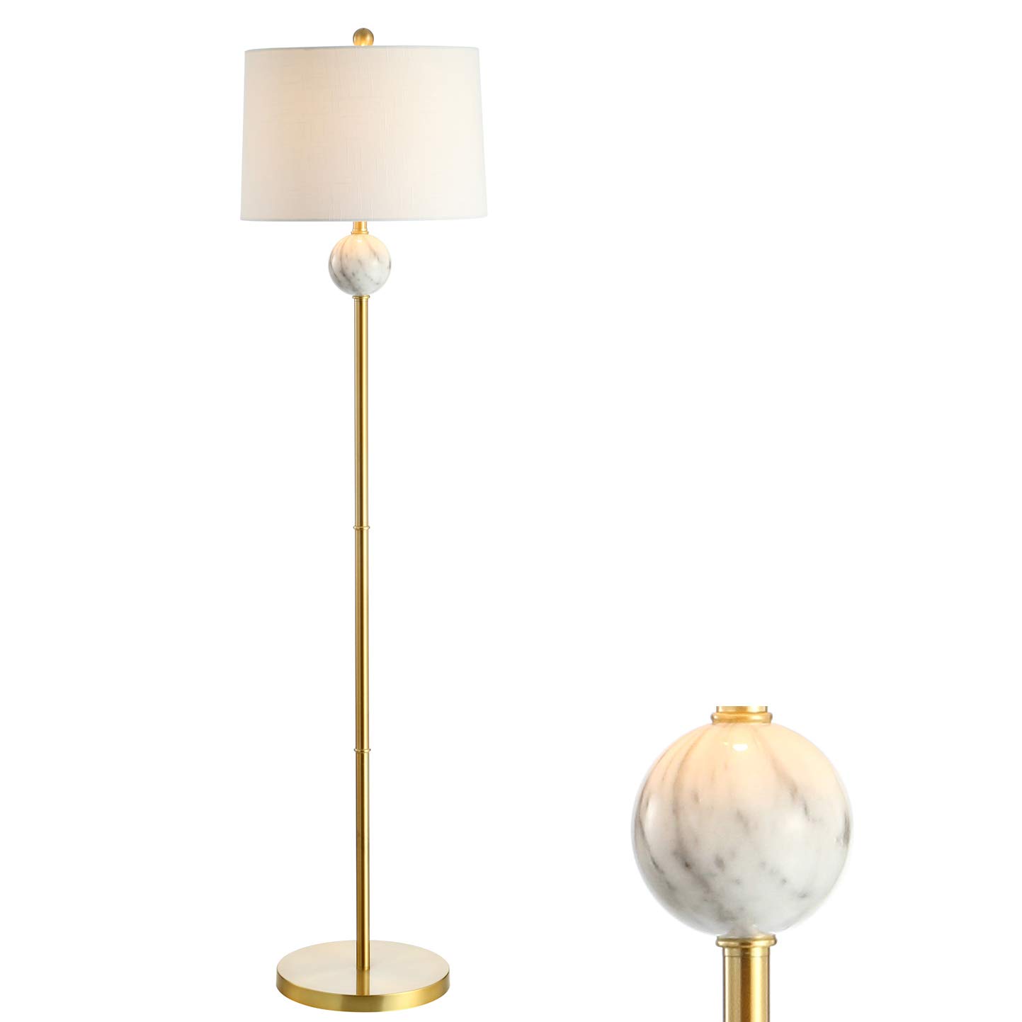 JONATHAN Y JYL1093A Vaughn 60" Modern Metal/Resin LED Floor Lamp Classic,Glam,Transitional for Bedrooms, Living Room, Office, Reading, BrassGold/White