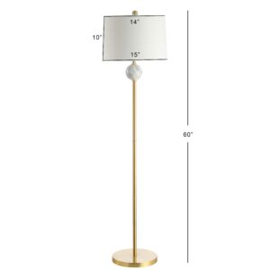 JONATHAN Y JYL1093A Vaughn 60" Modern Metal/Resin LED Floor Lamp Classic,Glam,Transitional for Bedrooms, Living Room, Office, Reading, BrassGold/White