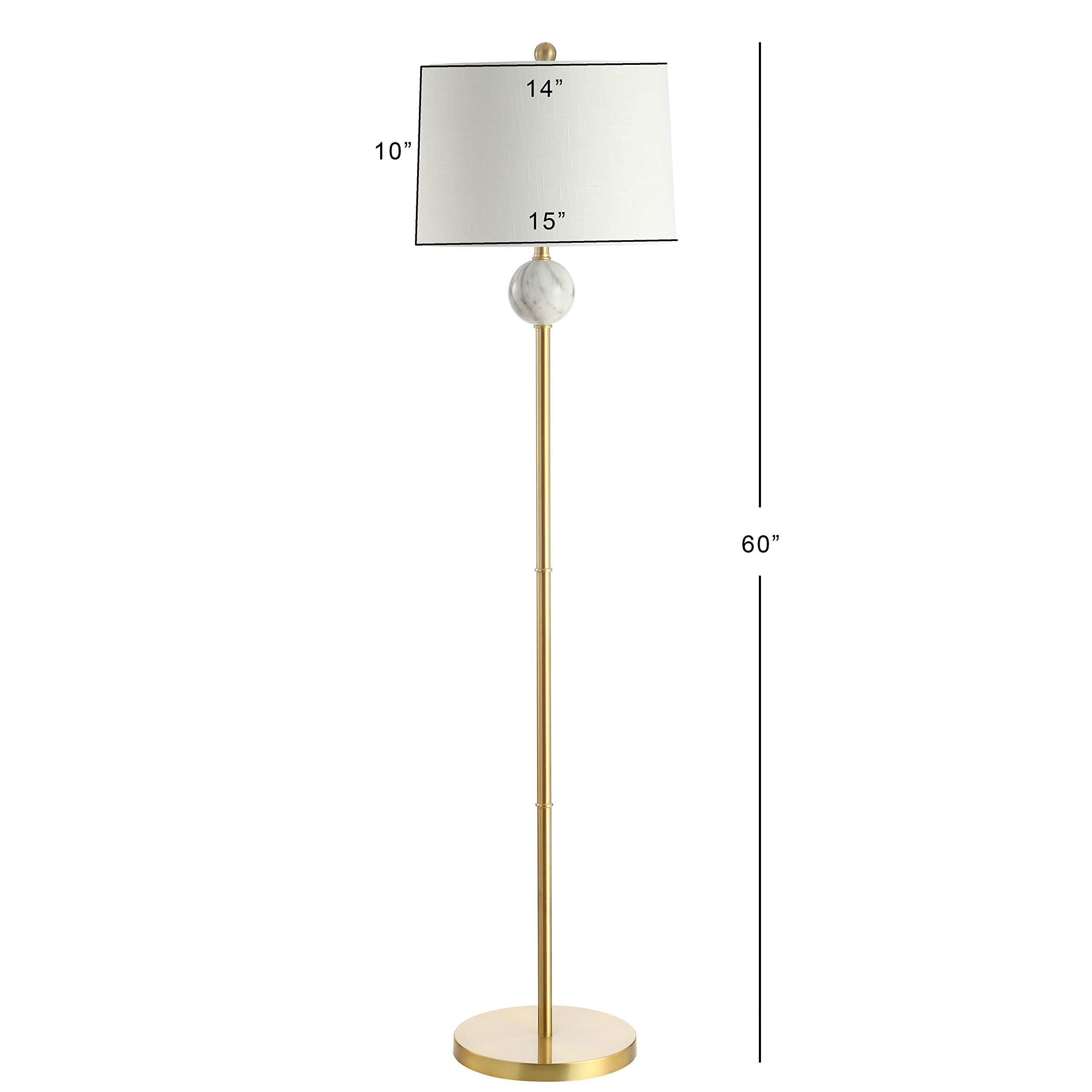 JONATHAN Y JYL1093A Vaughn 60" Modern Metal/Resin LED Floor Lamp Classic,Glam,Transitional for Bedrooms, Living Room, Office, Reading, BrassGold/White