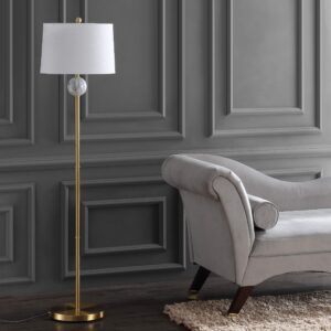 JONATHAN Y JYL1093A Vaughn 60" Modern Metal/Resin LED Floor Lamp Classic,Glam,Transitional for Bedrooms, Living Room, Office, Reading, BrassGold/White