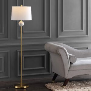 JONATHAN Y JYL1093A Vaughn 60" Modern Metal/Resin LED Floor Lamp Classic,Glam,Transitional for Bedrooms, Living Room, Office, Reading, BrassGold/White