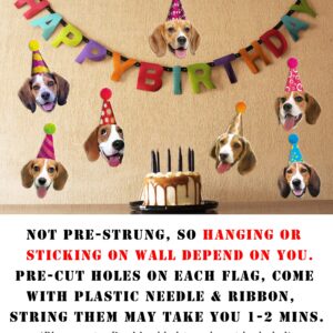 Beagle Birthday Garland, Funny Beagle Face Portrait Happy Birthday Banner, Dog Bday Party Supplies