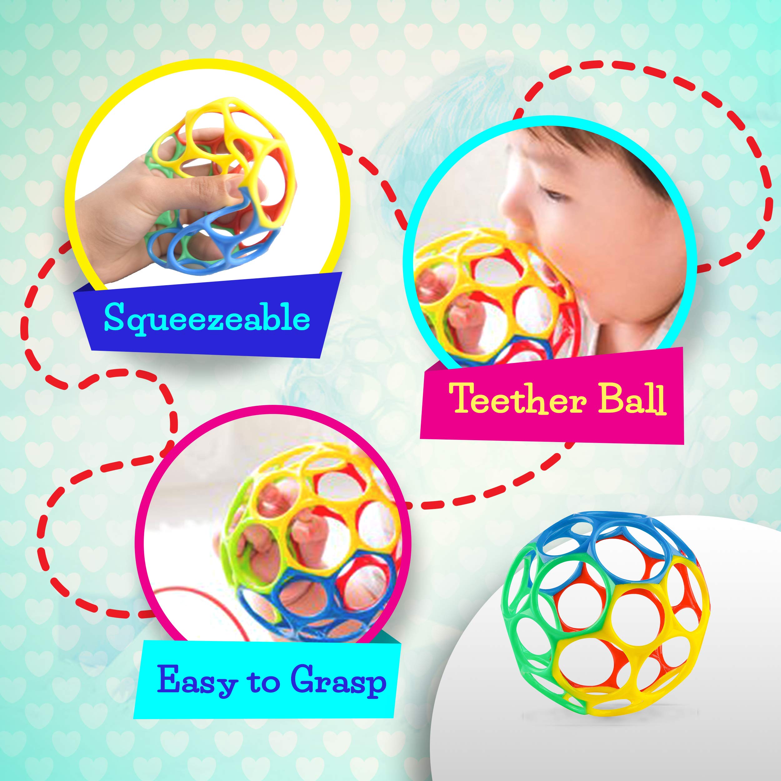 Baby Toy Gift Set - sensory toys Crinkle Baby Book & Ball Teether & Educational Soft Toys, Infant Newborn Baby Girls Boys 6 to 12 months, 1 Year Old, Tummy Time, Best Baby Shower, Christmas Gift