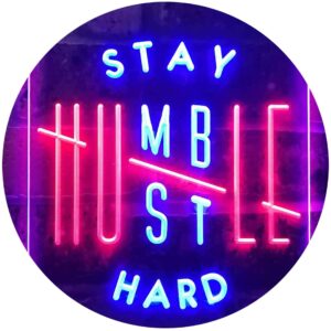 ADVPRO Stay Humble Hustle Hard Room Display Dual Color LED Neon Sign Blue & Red 12" x 16" st6s34-i3356-br